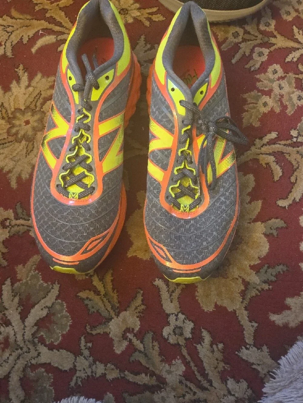 New Balance Gray Neon Yellow & Orange Men's Running Shoes